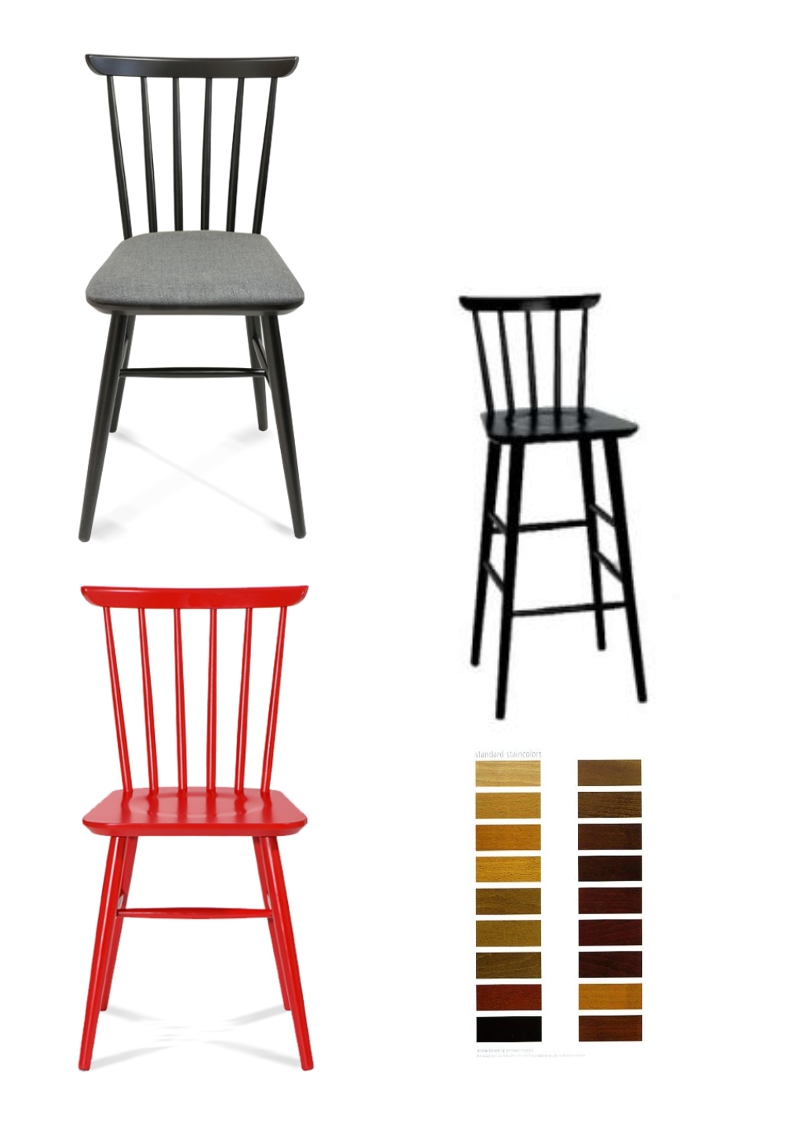 1.2.2<br>chaise elegante avec barraux vertical, couleur aux choix, assise peut être rembourrée