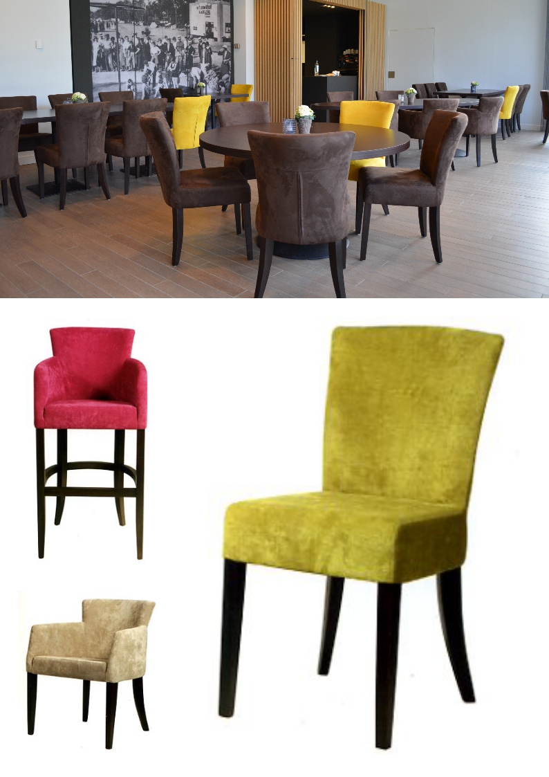 1.1.17<br>Deze comfortabele stoel kan in vele kleuren. Armstoel en barstoel eveneens beschikbaar.