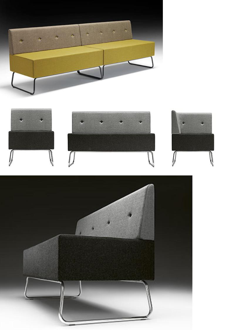 5.1.23<br>Deze moduleerbare fauteuils met metalen onderstel kunnen in alle stoffen of lederlooks.