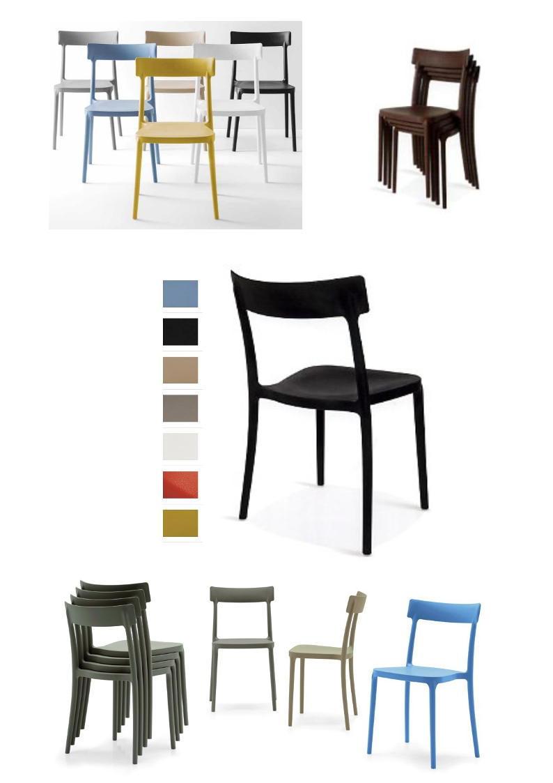 1.7.19<br>Deze kunststof stoel met retro-look is stapelbaar, compact en comfortabel