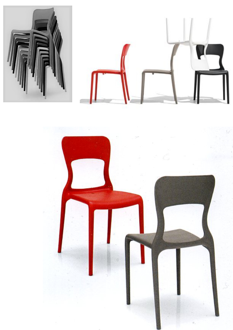 6.1.39<br>Deze eenvoudige stoel 'Senza Fiore' is sterk, comfortabel en stapelbaar.