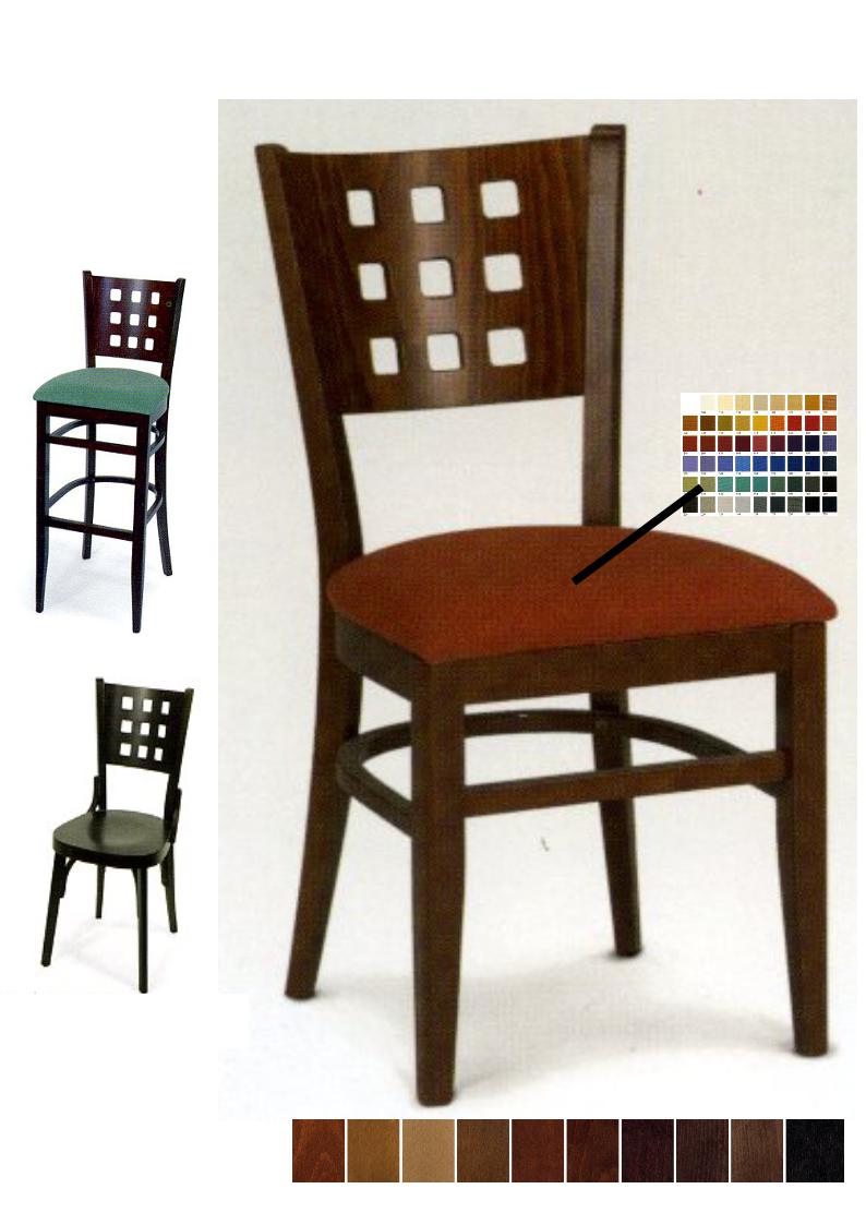 1.2.9<br>Deze massief beuken stoel kan in alle kleuren. Bijpassende barstoel eveneens beschikbaar.