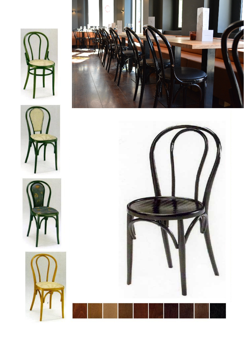 1.2.13<br>Klassieke stoel met gebogen rug. Diverse varianten en alle kleuren mogelijk. Zit kan ook bekleed !