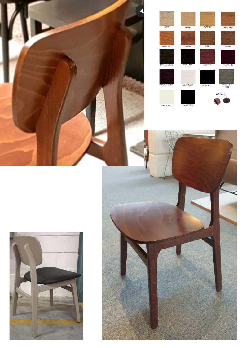 1.1.4<br>deze elegante stoel kan in 16 kleuren en ook met beklede zitting
