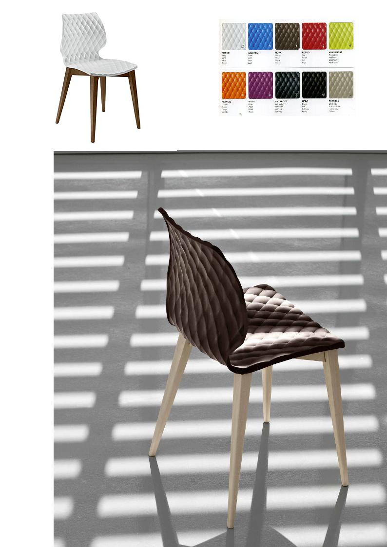 1.1.28<br>Deze stoel heeft massief beuken poten (kleur naar wens) en een polyprop zitschelp (10 kleuren)