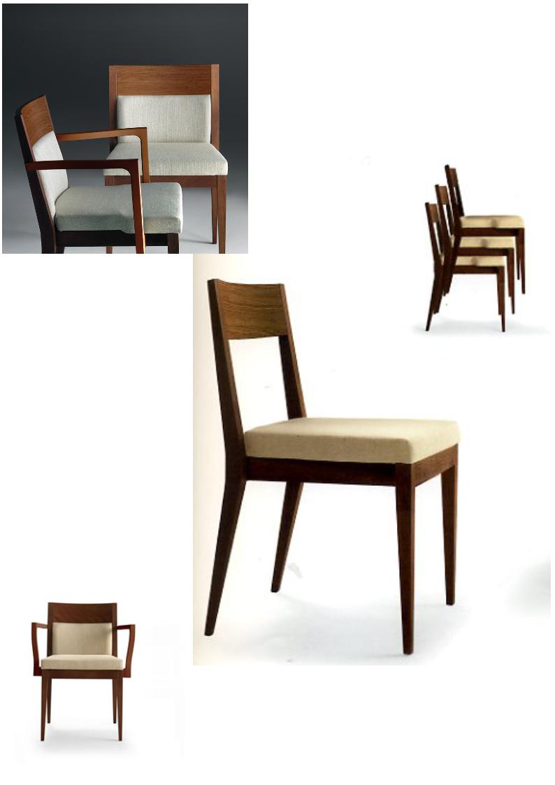 1.1.22<br>Complete collectie van strakke stoelen : met of zonder armen, rug wel of niet bekleed,...
