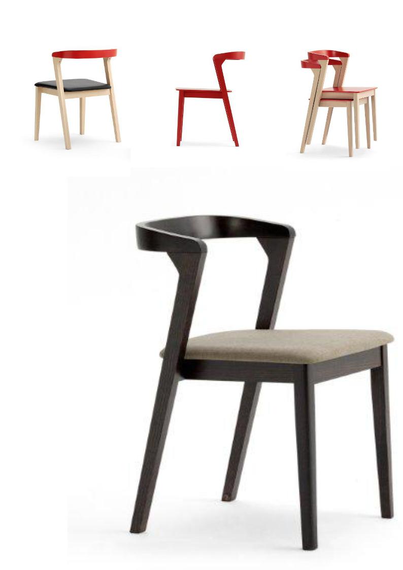 1.1.21<br>Stapelbare beuken stoel, rugje kan gelakt worden in bijpassend kleur.
